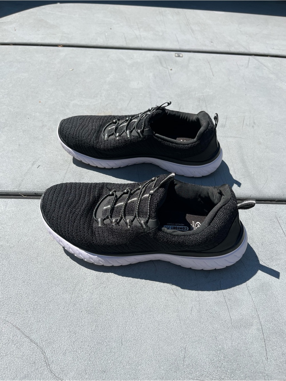 Athletic Works Women's Black Knit Slip-On Athletic Sneakers with White Sole - Picture 2 of 5